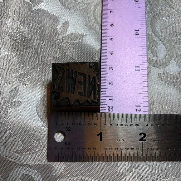 Antique Wooden Print Block Copper News - Picture 6 of 7